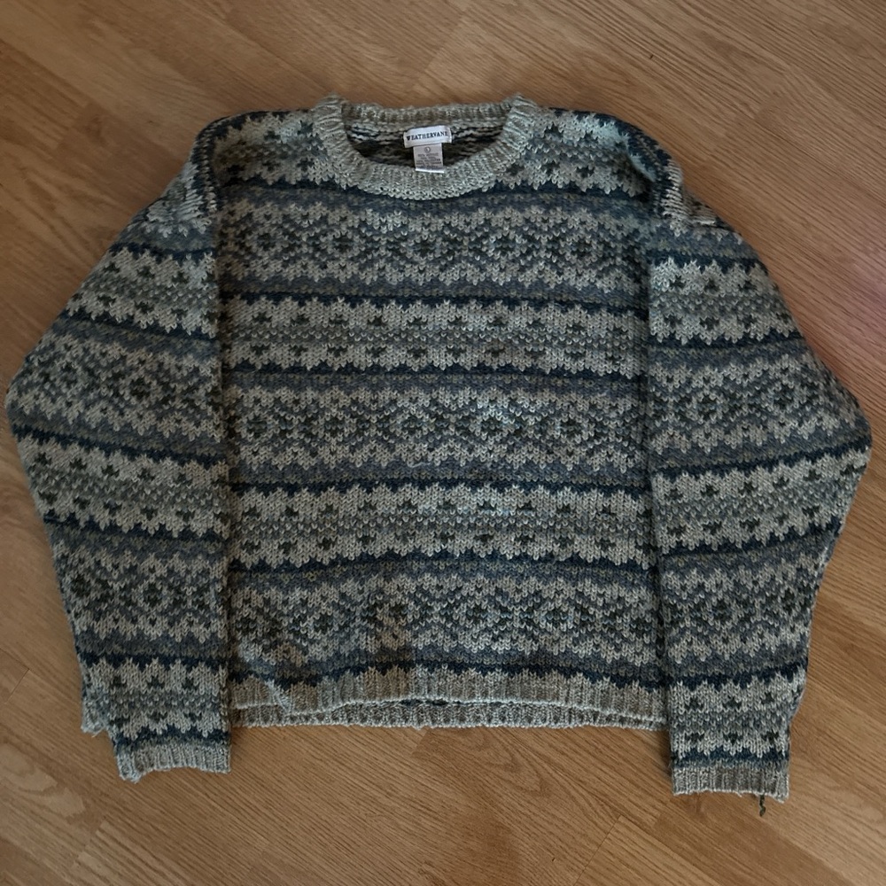 Pendleton Men's Crewneck Sweater - Blue and Gray Pattern
